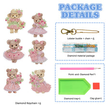 Load image into Gallery viewer, 6PCS Double Sided Special Shape Diamond Painting Keychain (Cute Bear #10)