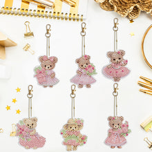 Load image into Gallery viewer, 6PCS Double Sided Special Shape Diamond Painting Keychain (Cute Bear #10)