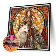 Load image into Gallery viewer, AB Diamond Painting - Full Square - white wolf and girl (30*30CM)