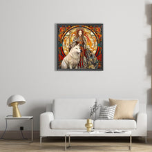 Load image into Gallery viewer, AB Diamond Painting - Full Square - white wolf and girl (30*30CM)