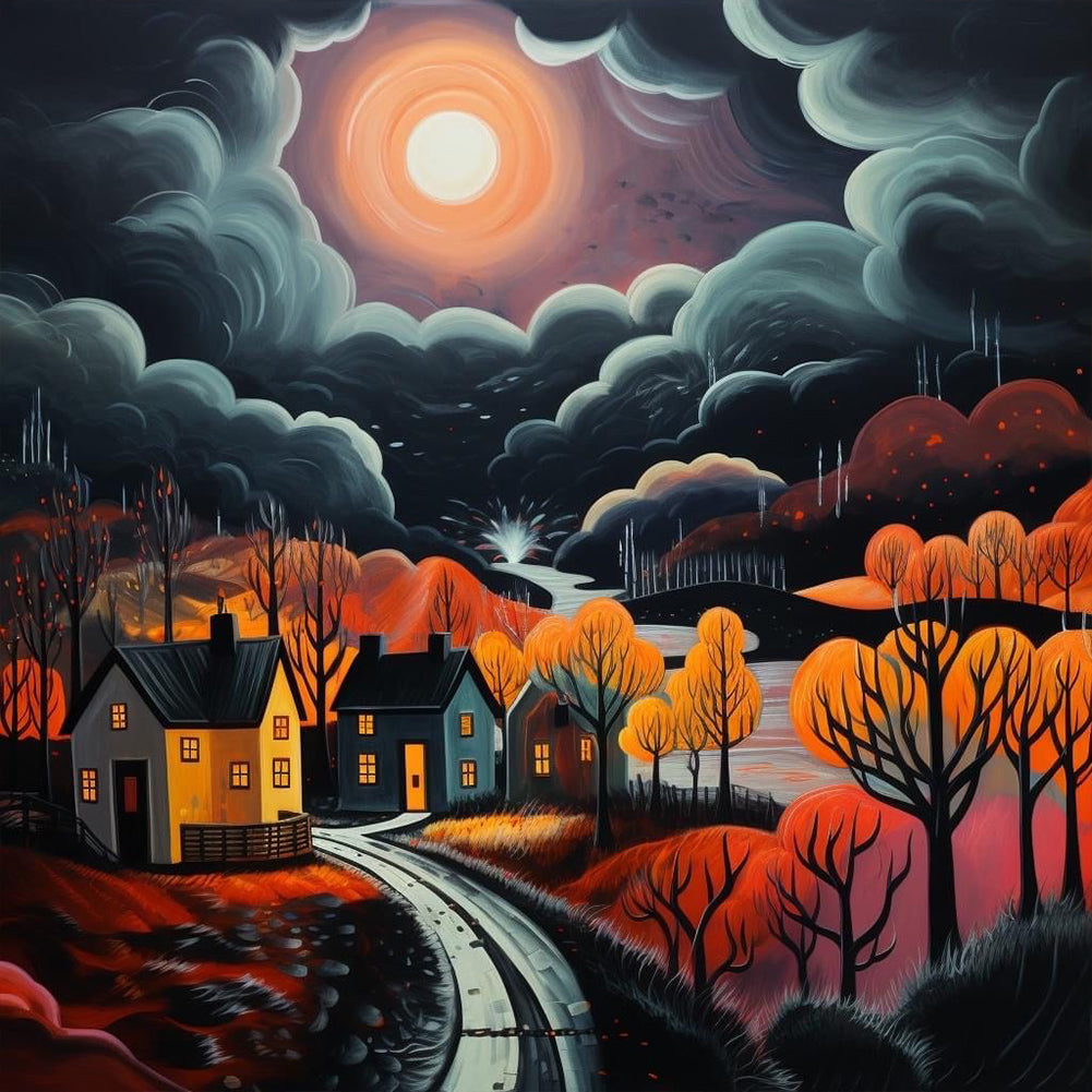 AB Diamond Painting - Full Square - full moon night scene (30*30CM)