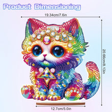 Load image into Gallery viewer, Wooden Round Diamond Painting Desktop Diamond Art Table Decor (Colourful Cat)