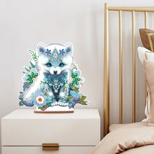 Load image into Gallery viewer, Wooden Round Diamond Painting Desktop Diamond Art Table Decor (White Bear)