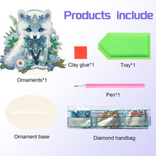 Load image into Gallery viewer, Wooden Round Diamond Painting Desktop Diamond Art Table Decor (White Bear)