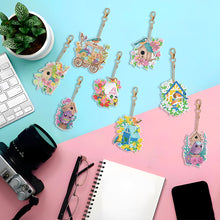 Load image into Gallery viewer, 8PCS Double Sided Diamond Art Keyring Birds Birdhouses Diamond Painting Keychain