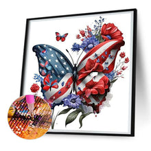 Load image into Gallery viewer, Diamond Painting - Full Round - stars and stripes butterfly (30*30CM)