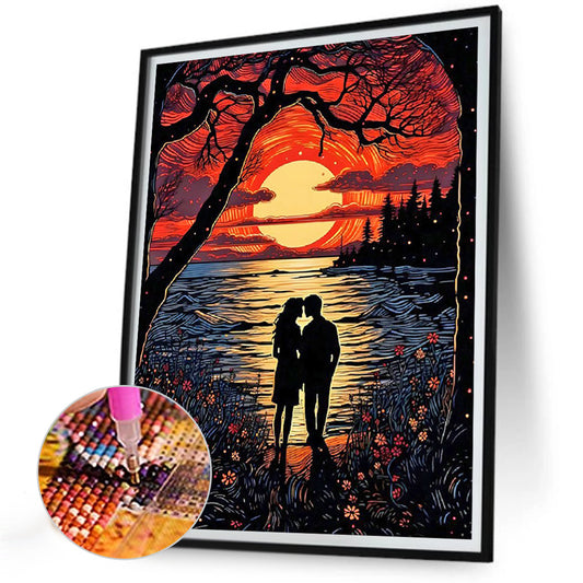 Diamond Painting - Full Round - lovers by the lake (30*40CM)