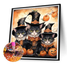 Load image into Gallery viewer, Diamond Painting - Full Round - Halloween kitten with pumpkin (30*30CM)