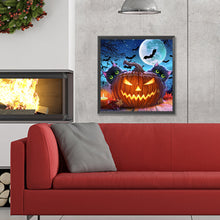 Load image into Gallery viewer, Diamond Painting - Full Round - Halloween kitten with pumpkin (30*30CM)
