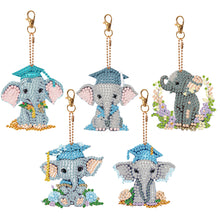 Load image into Gallery viewer, 5PCS Double Sided Diamond Painting Keychain Full Drill Keyring Cute Elephant