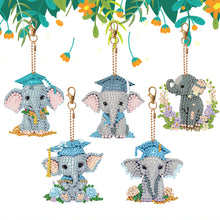 Load image into Gallery viewer, 5PCS Double Sided Diamond Painting Keychain Full Drill Keyring Cute Elephant