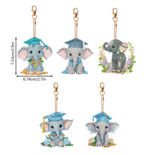 Load image into Gallery viewer, 5PCS Double Sided Diamond Painting Keychain Full Drill Keyring Cute Elephant