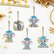 Load image into Gallery viewer, 5PCS Double Sided Diamond Painting Keychain Full Drill Keyring Cute Elephant