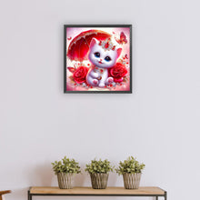 Load image into Gallery viewer, Diamond Painting - Full Round - Cat under red umbrella (30*30CM)