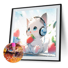 Load image into Gallery viewer, Diamond Painting - Full Round - cat eating strawberry (30*30CM)