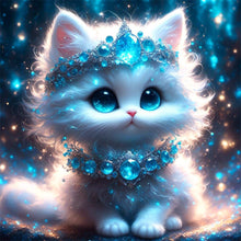 Load image into Gallery viewer, Diamond Painting - Full Round - Cat under crystal rain (30*30CM)