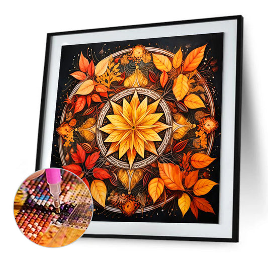 Diamond Painting - Full Round - circle maple leaf (30*30CM)