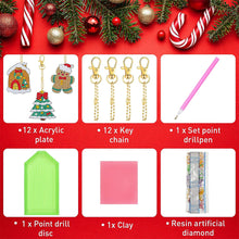 Load image into Gallery viewer, 12PCS Christmas Santa Full Drill Keyring for Christmas Home Party Decor (#158)