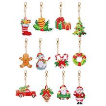 Load image into Gallery viewer, 12PCS Christmas Santa Full Drill Keyring for Christmas Home Party Decor (#160)