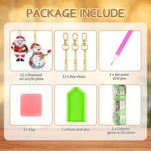 Load image into Gallery viewer, 12PCS Christmas Santa Full Drill Keyring for Christmas Home Party Decor (#160)