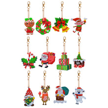Load image into Gallery viewer, 12PCS Christmas Santa Full Drill Keyring for Christmas Home Party Decor (#162)