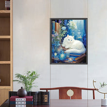 Load image into Gallery viewer, Diamond Painting - Full Round - lazy white cat (40*50CM)