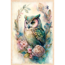 Load image into Gallery viewer, Diamond Painting - Full Round - owl on flower (40*60CM)