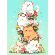 Load image into Gallery viewer, Diamond Painting - Full Round - cat trio (30*40CM)