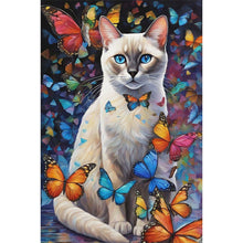 Load image into Gallery viewer, Diamond Painting - Full Round - butterfly and cat (40*60CM)