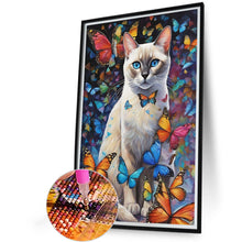 Load image into Gallery viewer, Diamond Painting - Full Round - butterfly and cat (40*60CM)