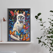 Load image into Gallery viewer, Diamond Painting - Full Round - butterfly and cat (40*60CM)