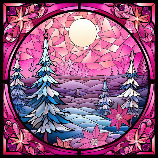 Diamond Painting - Full Square - Pink winter glass art (40*40CM)