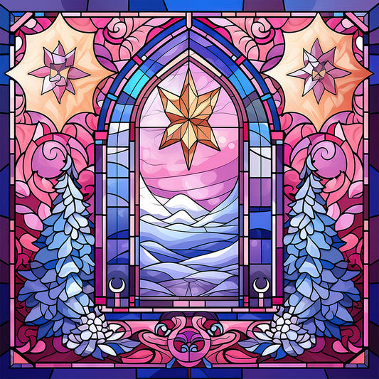 Diamond Painting - Full Square - Pink winter glass art (40*40CM)