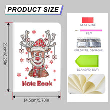 Load image into Gallery viewer, 50 Pages A5 Special Shaped Diamond Painting Diary Book for Teens (Christmas Elk)