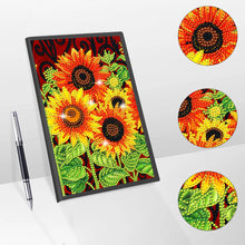 Load image into Gallery viewer, 50 Pages A5 Special Shaped Diamond Painting Diary Book for Teens (Sunflower)