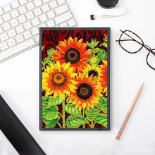 Load image into Gallery viewer, 50 Pages A5 Special Shaped Diamond Painting Diary Book for Teens (Sunflower)