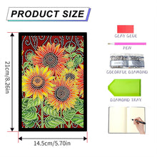 Load image into Gallery viewer, 50 Pages A5 Special Shaped Diamond Painting Diary Book for Teens (Sunflower)