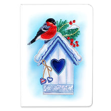Load image into Gallery viewer, 50 Pages A5 Special Shaped Diamond Painting Diary Book (Snow Day Bird House)
