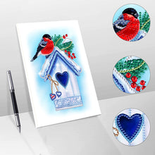Load image into Gallery viewer, 50 Pages A5 Special Shaped Diamond Painting Diary Book (Snow Day Bird House)