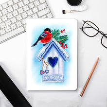 Load image into Gallery viewer, 50 Pages A5 Special Shaped Diamond Painting Diary Book (Snow Day Bird House)