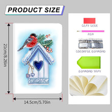 Load image into Gallery viewer, 50 Pages A5 Special Shaped Diamond Painting Diary Book (Snow Day Bird House)