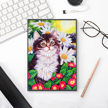 Load image into Gallery viewer, 50 Pages A5 Special Shaped Diamond Painting Diary Book for Teen(Flower Bush Cat)