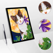Load image into Gallery viewer, 50 Pages A5 Special Shaped Diamond Painting Diary Book (Cat Under the Moon)
