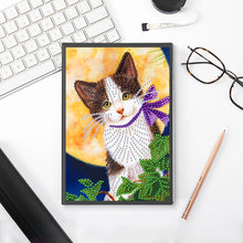 Load image into Gallery viewer, 50 Pages A5 Special Shaped Diamond Painting Diary Book (Cat Under the Moon)
