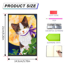 Load image into Gallery viewer, 50 Pages A5 Special Shaped Diamond Painting Diary Book (Cat Under the Moon)