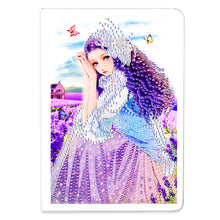 Load image into Gallery viewer, 50 Pages A5 Special Shaped Diamond Painting Diary Book for Teens (Lavender Girl)