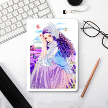 Load image into Gallery viewer, 50 Pages A5 Special Shaped Diamond Painting Diary Book for Teens (Lavender Girl)
