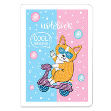 Load image into Gallery viewer, 50 Pages A5 Special Shaped Diamond Painting Diary Book (Corgi on Motorbike)