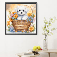 Load image into Gallery viewer, Diamond Painting - Full Round - dog in basket (30*30CM)