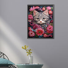 Load image into Gallery viewer, AB Diamond Painting - Full Round - flower cat (30*40CM)
